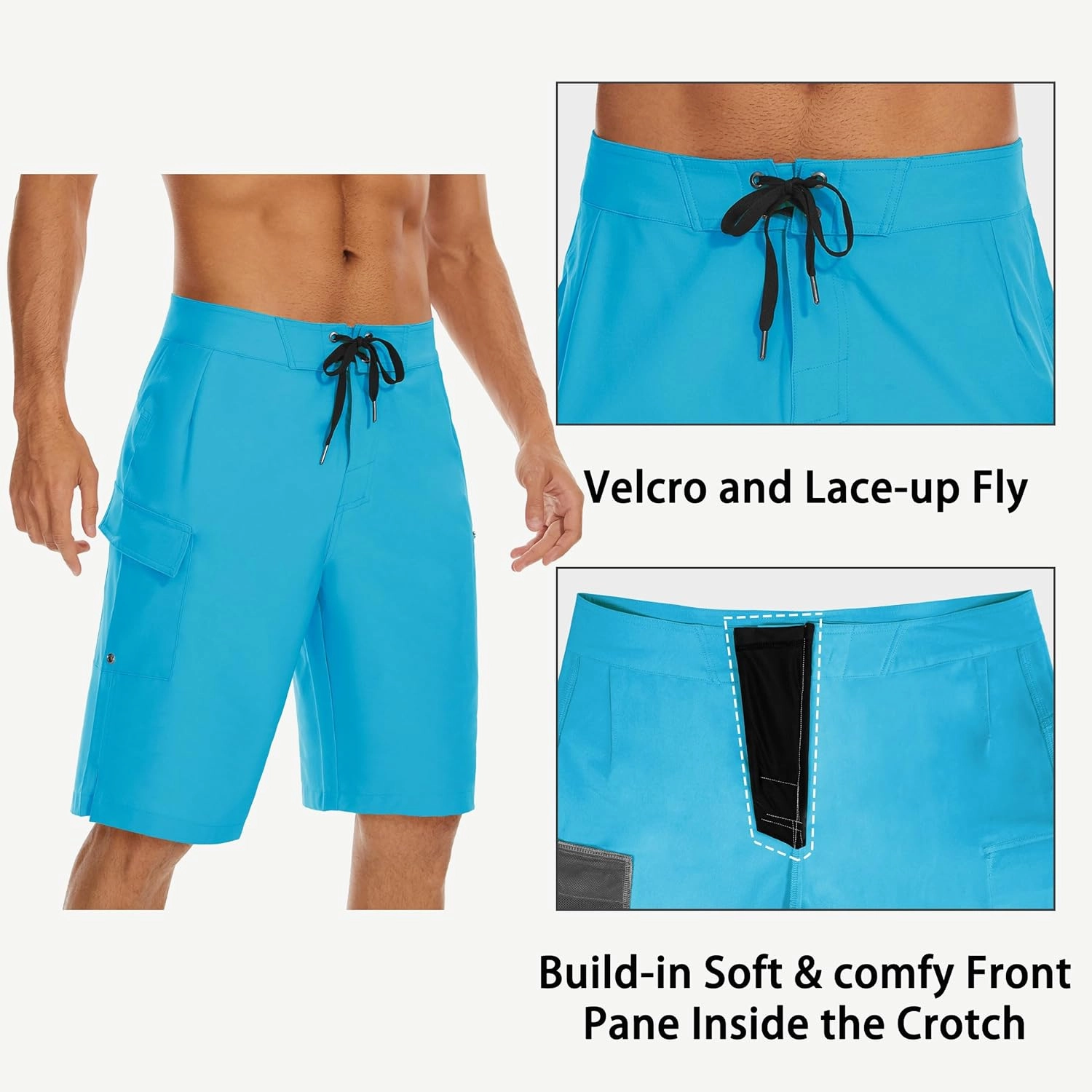 22" Men's Board Shorts Swimwear No Mesh Lining - Long Swim Trunks Surf Shorts Bathing Suit with Zipper Pocket UPF50 