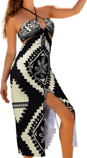 3 Piece Swimsuits for Women High Waisted Bikini Sets Retro Swimsuit with Cover up Beach Wrap Skirt