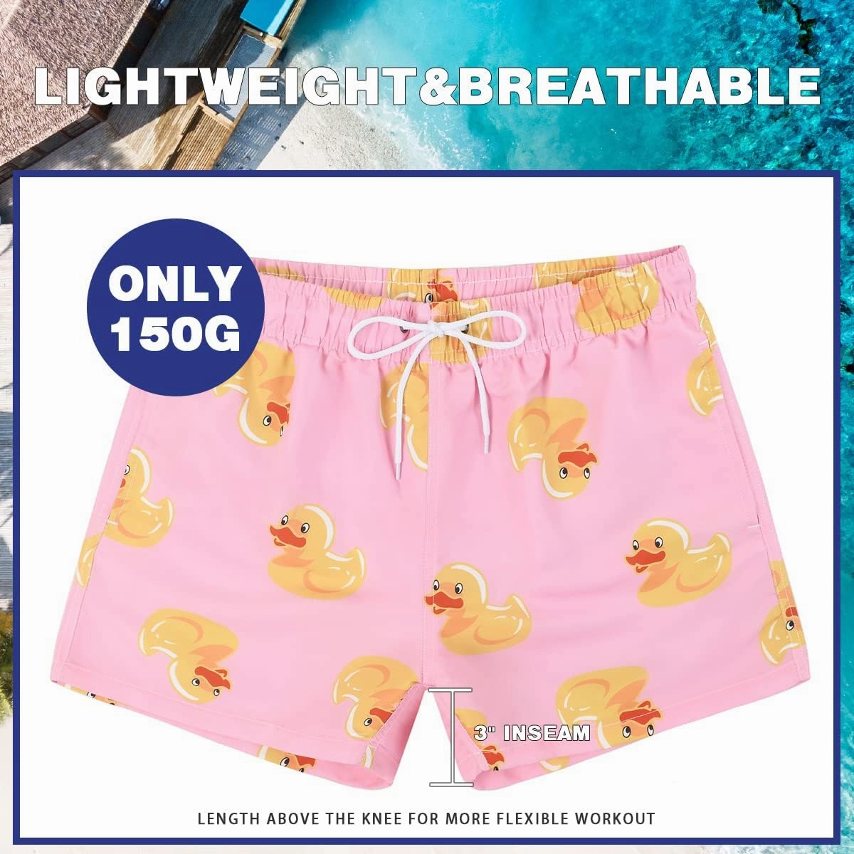 3 Inch Mens Swim Trunks Short Swim Shorts Quick Dry Mens Swim Suits