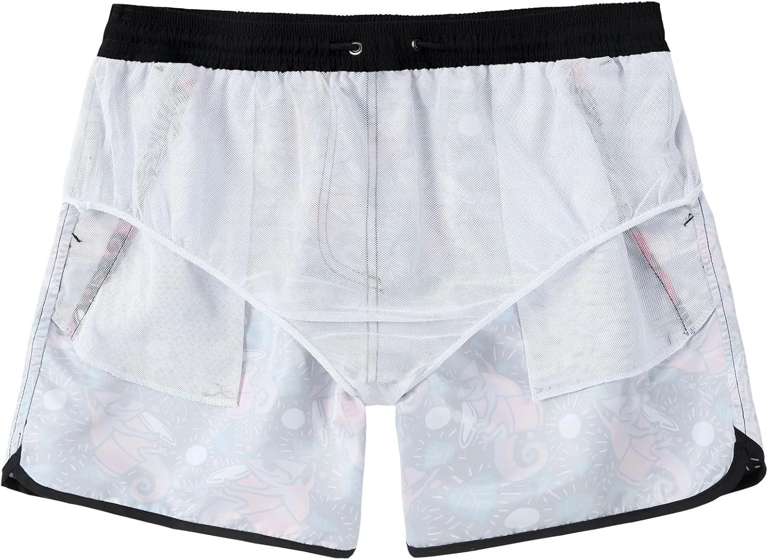 5 Inch Inseam Swimming Shorts Mens Gradient Swim Trunks with Mesh Liner Bathing Suit for Men Vacation