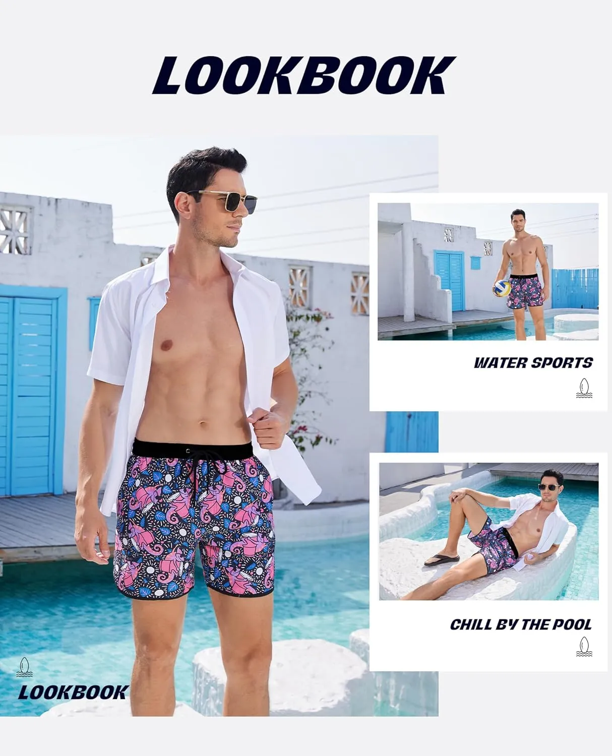5 Inch Inseam Swimming Shorts Mens Gradient Swim Trunks with Mesh Liner Bathing Suit for Men Vacation