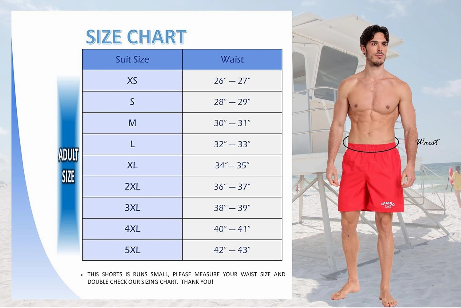 Adoretex Men's Guard 18" Swim Board Shorts, 100% Lightweight Polyester Swim Trunks with Mesh Liner