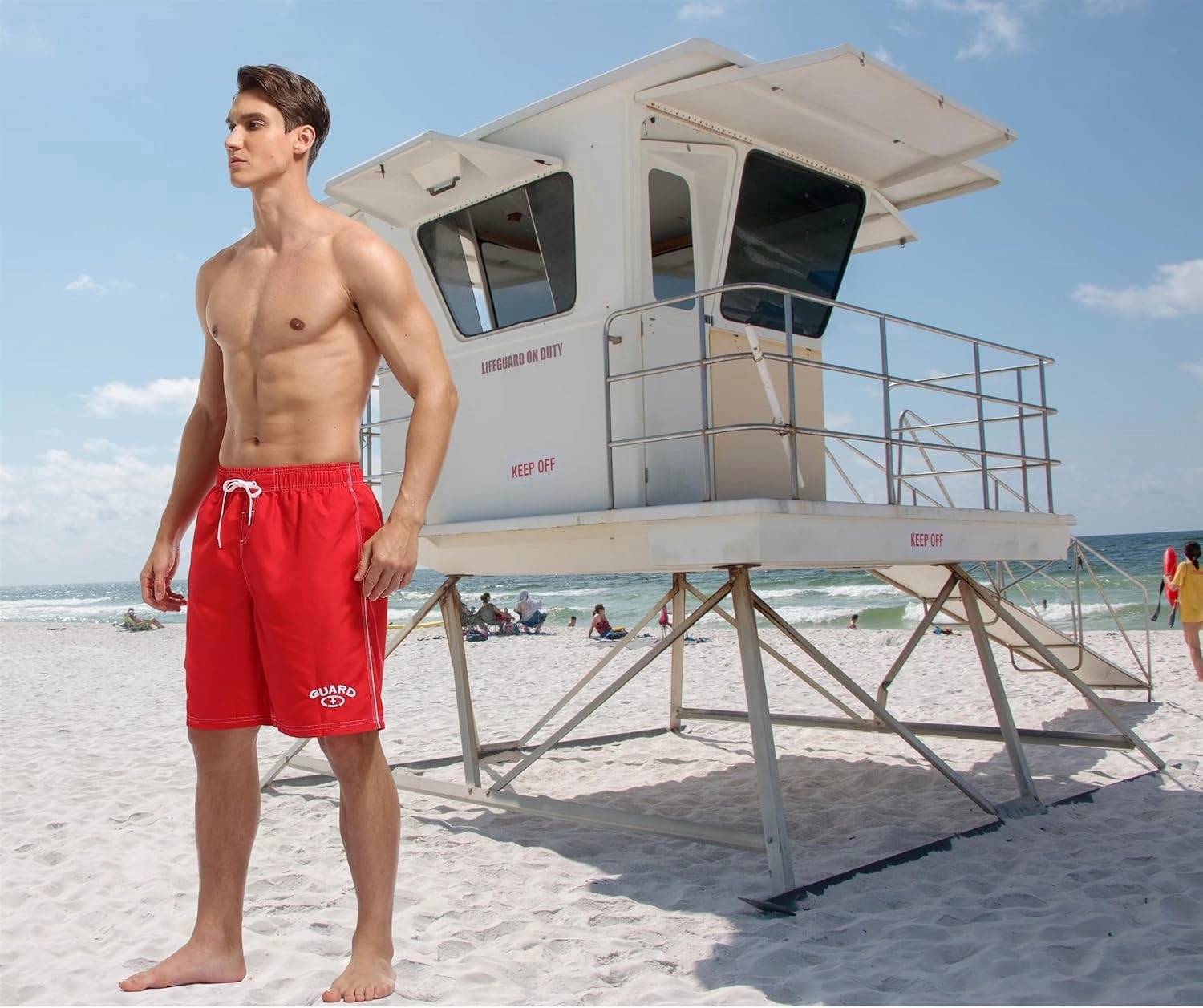 Adoretex Men's Guard Board Shorts Swim Trunks with Mesh Liner, Designed for Guard Uniform Swimwear