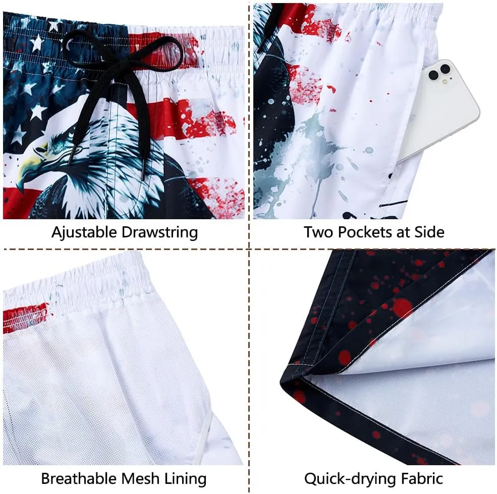 Ahegao Men's Swim Trunks Quick Dry 3D Printed Beach Board Shorts with Pockets Cool Mesh Lining Bathing Suits