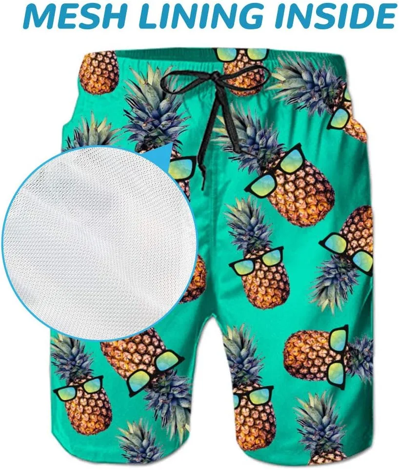 Ahegao Men's Swim Trunks Quick Dry 3D Printed Beach Board Shorts with Pockets Cool Mesh Lining Bathing Suits