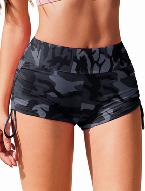 AI'MAGE Womens 3" Swim Board Shorts High Waisted Bathing Suit Bottoms Boy Shorts Adjustable Ruched Side Bikini Shorts S-XXL