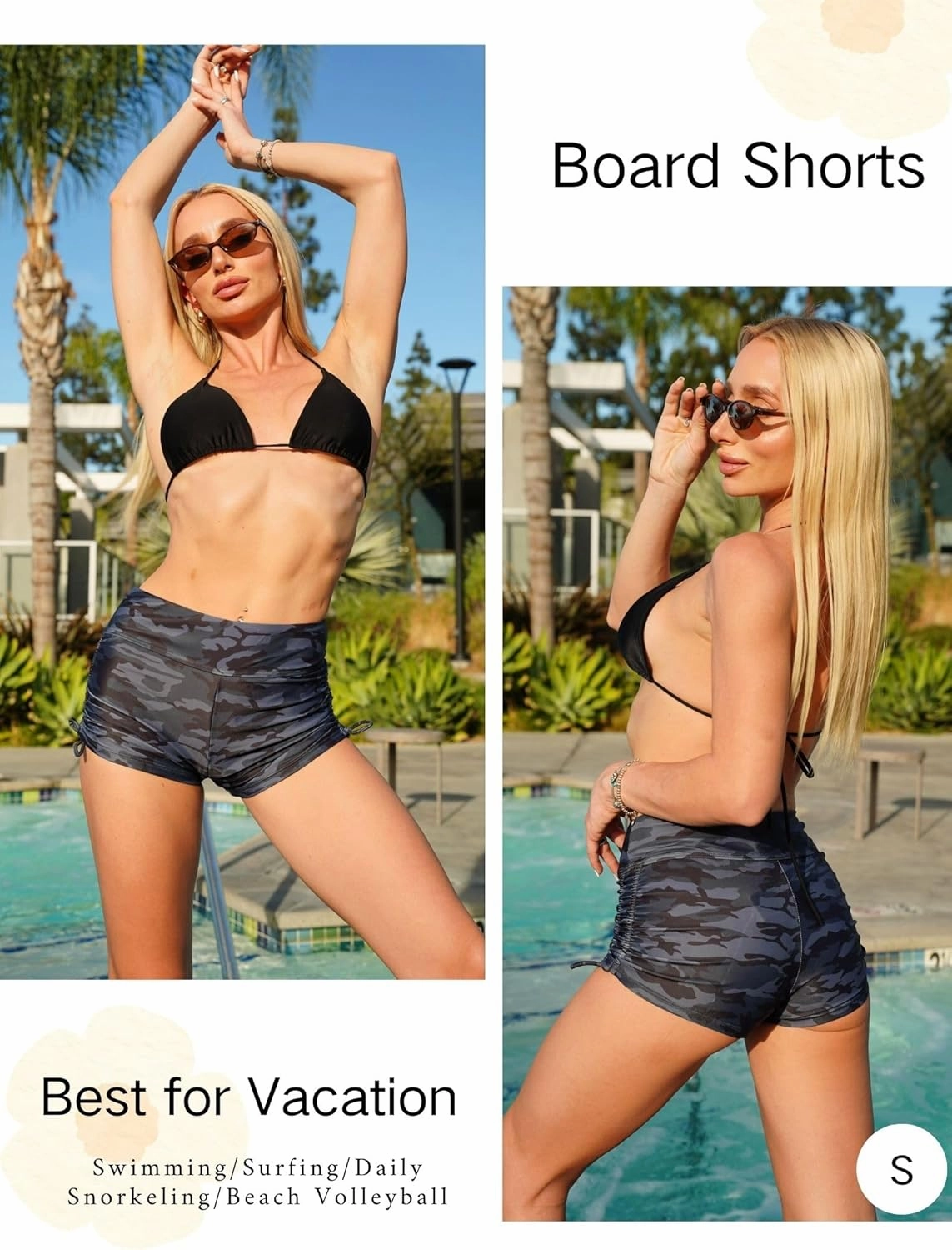 AI'MAGE Womens 3" Swim Board Shorts High Waisted Bathing Suit Bottoms Boy Shorts Adjustable Ruched Side Bikini Shorts S-XXL