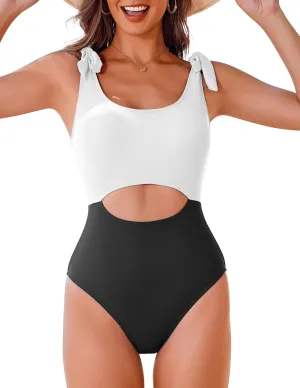 AI'MAGE One Piece Swimsuit Women 2025 Tummy Control Bathing Suits Cutout Scoop Neck Swimwear Push Up Swim Suit