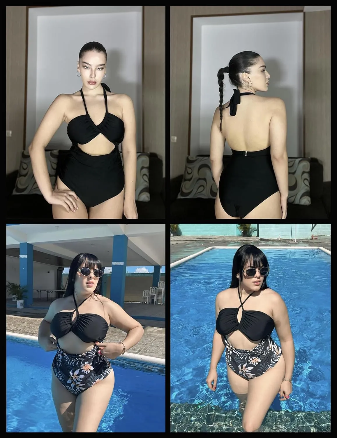 AI'MAGE Womens One Piece Swimsuit Tummy Control Bathing Suit Sexy V Neck Cutout Swimsuits Push Up Swimwear 2025