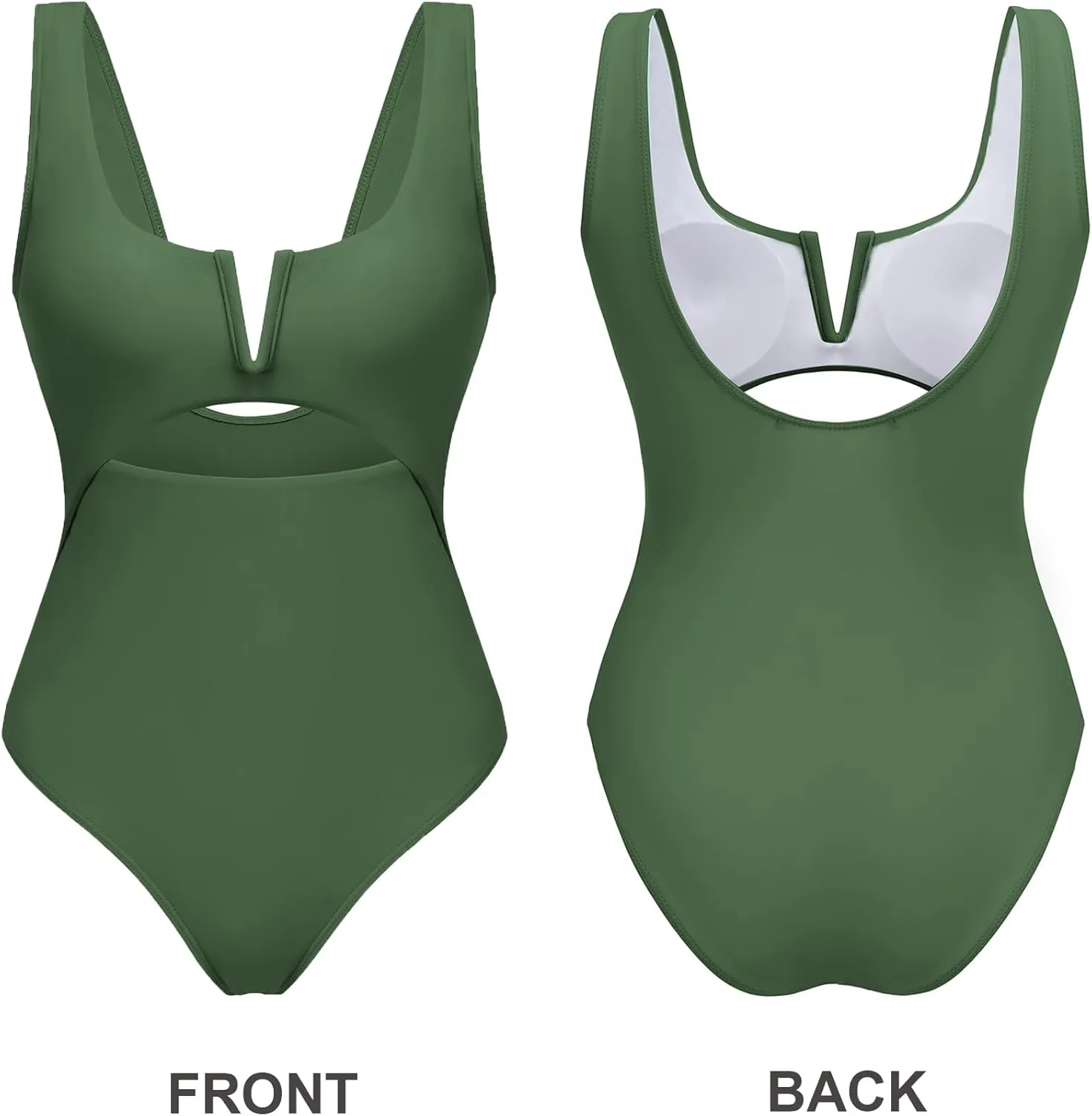 AI'MAGE Womens One Piece Swimsuits Tummy Control Bathing Suit 2025 Cutout High Waisted V Neck Monokini Swimwear