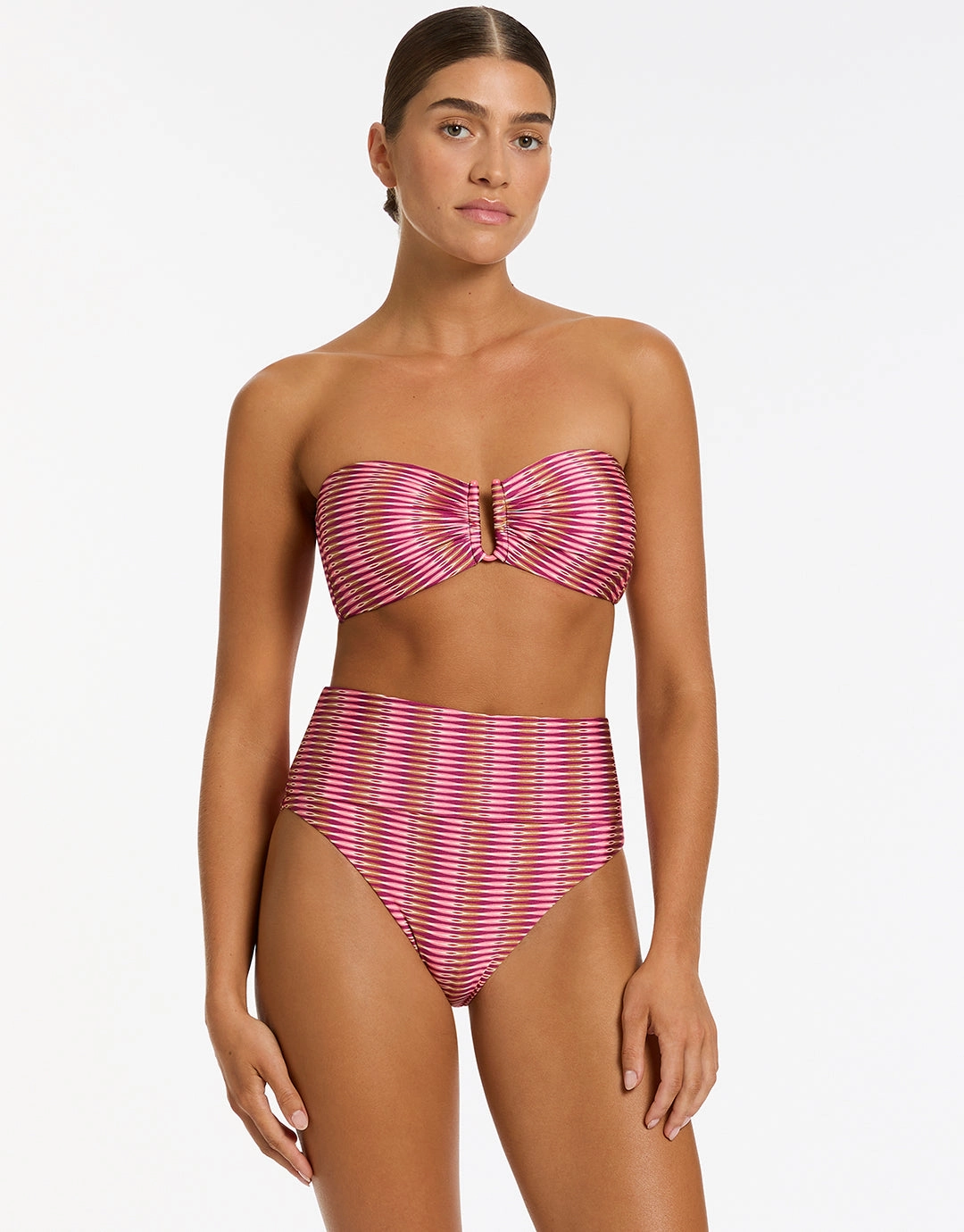 Alessia Geo Fold Down Bikini Pant - Peony