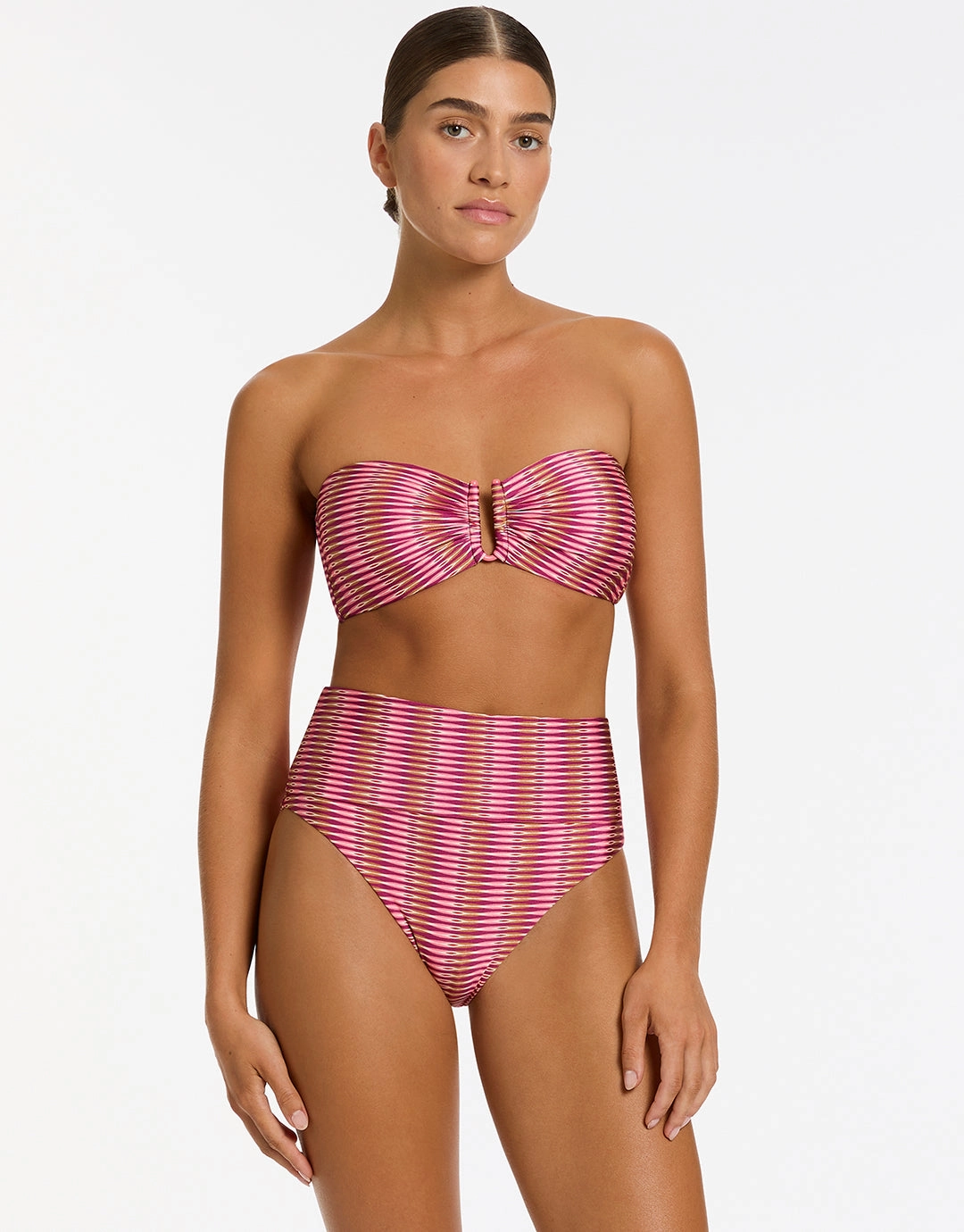 Alessia Geo Fold Down Bikini Pant - Peony