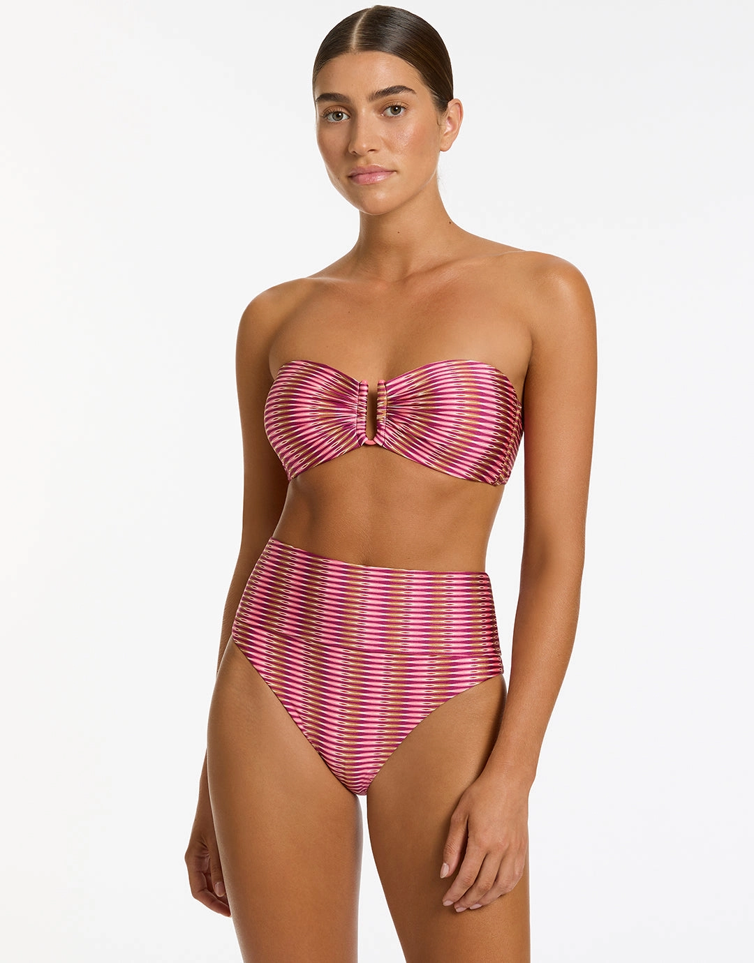 Alessia Geo Fold Down Bikini Pant - Peony