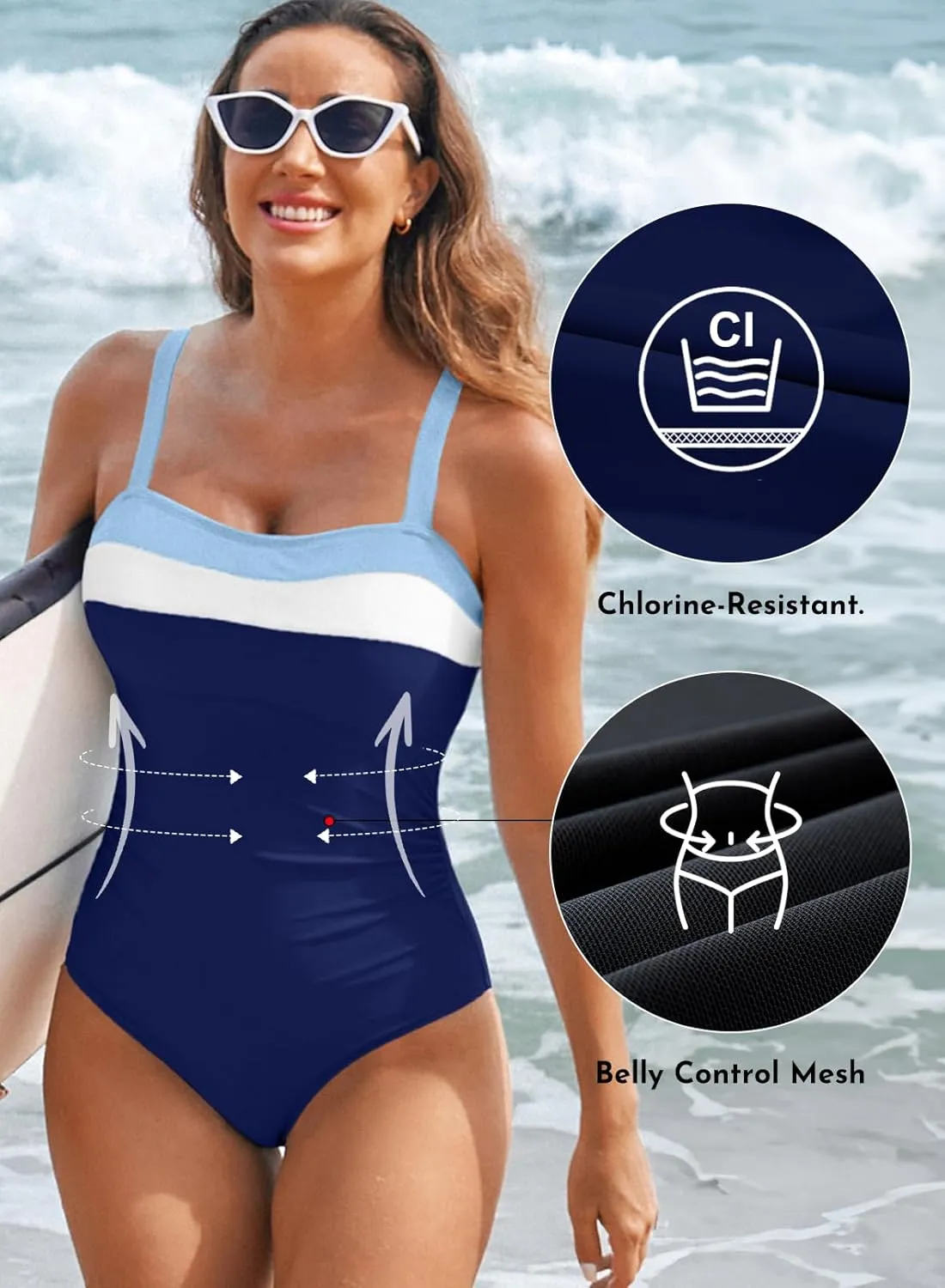 Aleumdr One Piece Swimsuit Women Athletic Bathing Suits Color Block Womens Swimsuits Swimwear