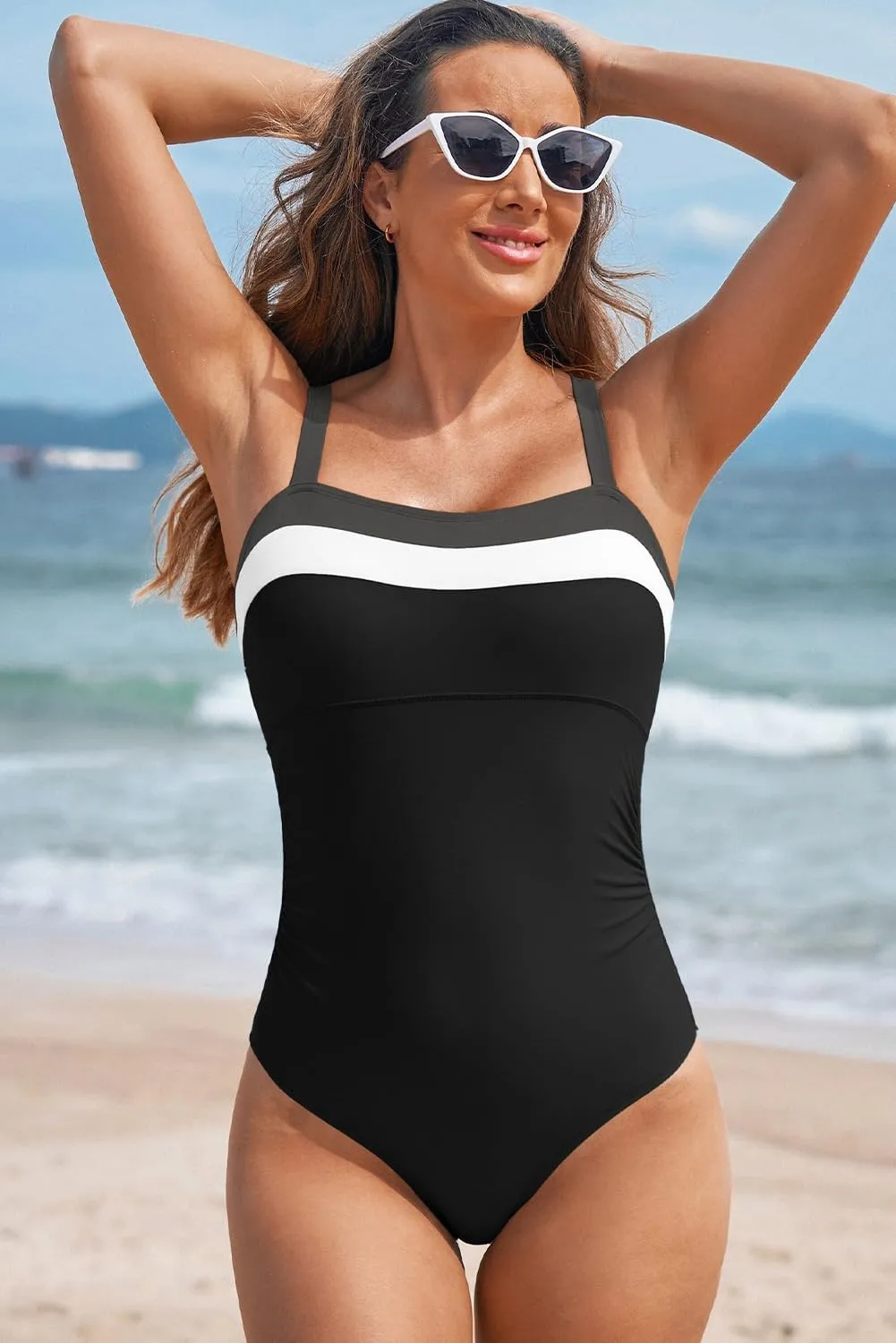 Aleumdr One Piece Swimsuit Women Athletic Bathing Suits Color Block Womens Swimsuits Swimwear