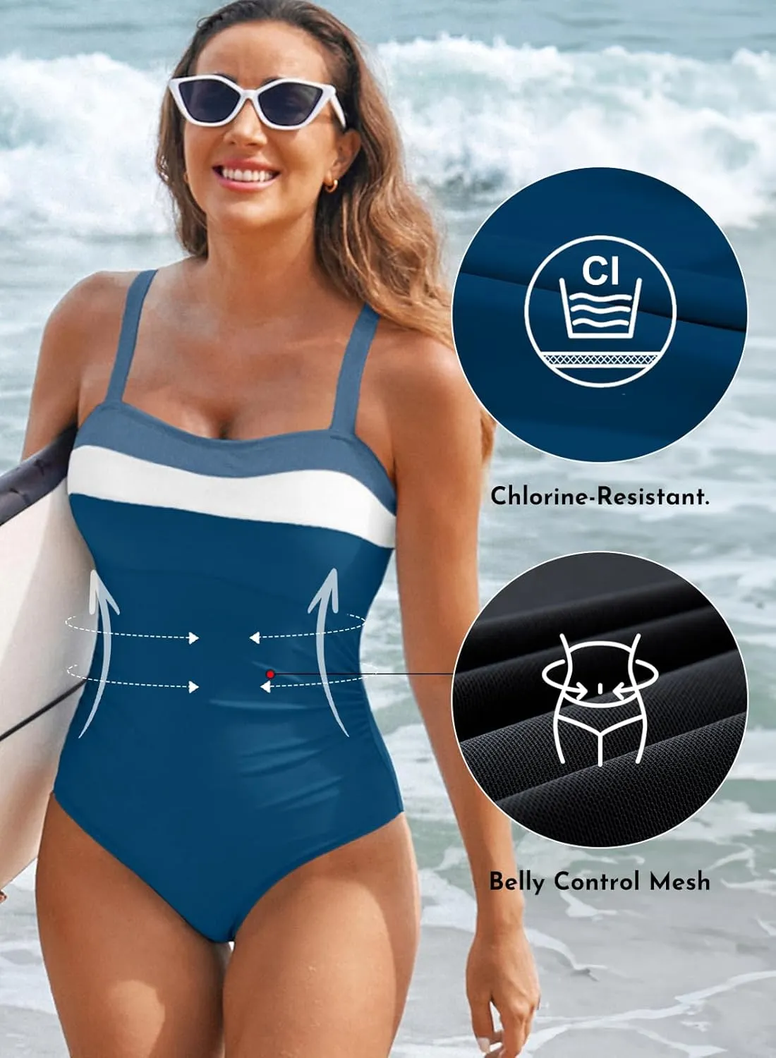 Aleumdr One Piece Swimsuit Women Athletic Bathing Suits Color Block Womens Swimsuits Swimwear