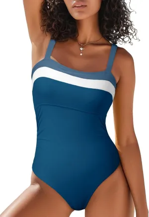Aleumdr One Piece Swimsuit Women Athletic Bathing Suits Color Block Womens Swimsuits Swimwear