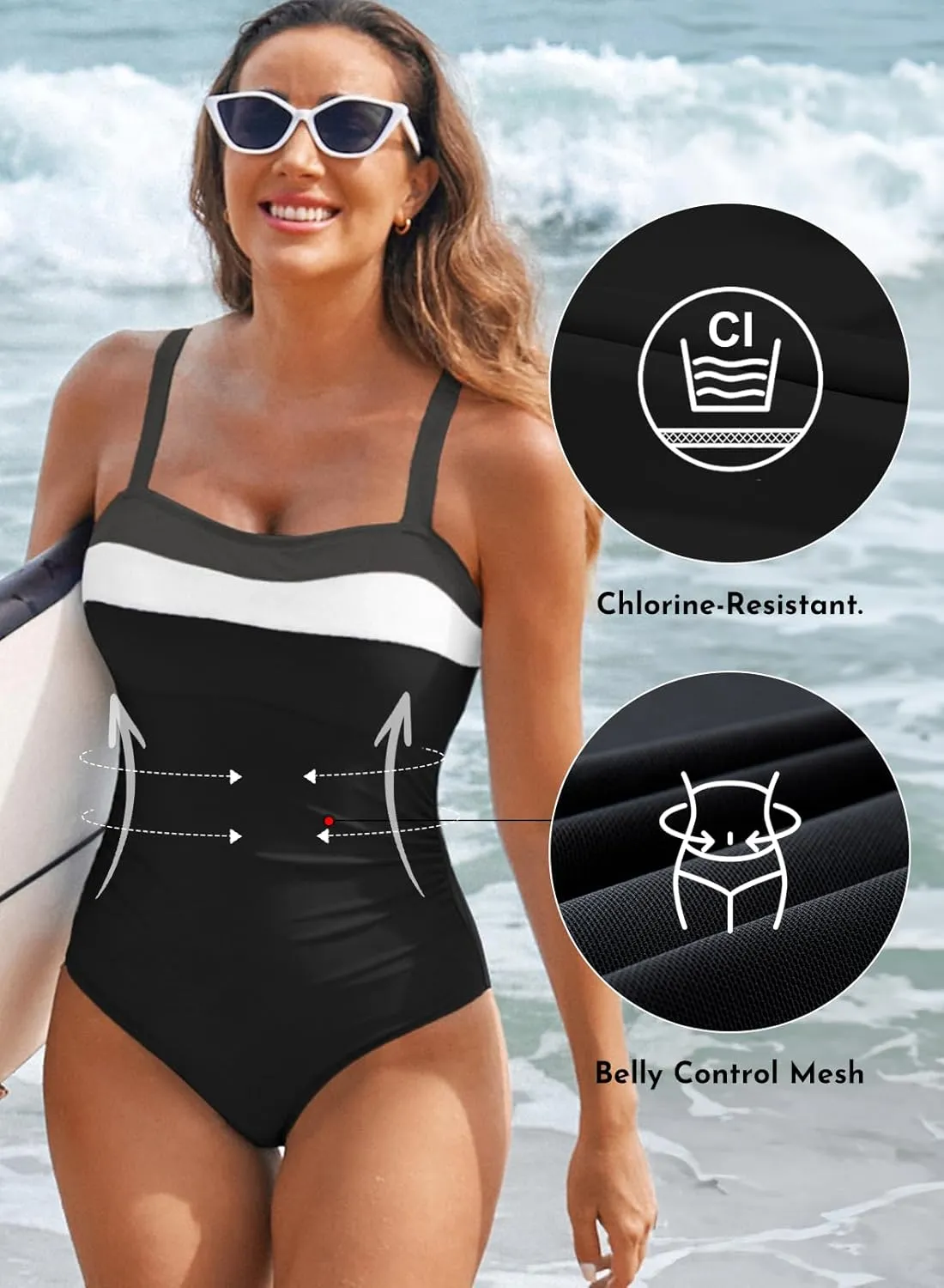 Aleumdr One Piece Swimsuit Women Athletic Bathing Suits Color Block Womens Swimsuits Swimwear