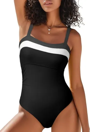 Aleumdr One Piece Swimsuit Women Athletic Bathing Suits Color Block Womens Swimsuits Swimwear