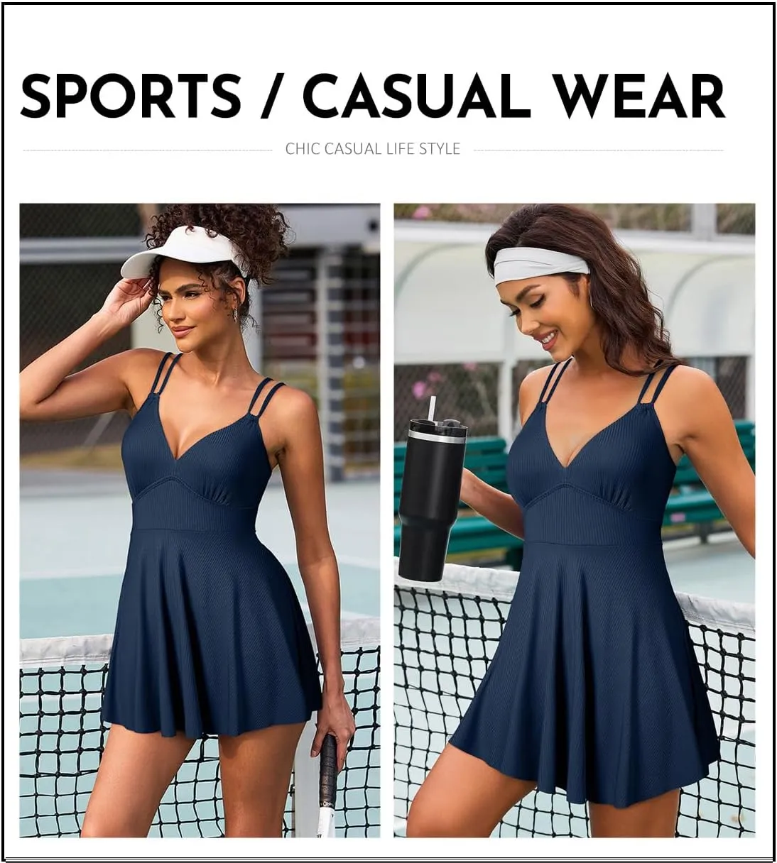 Aleumdr Swim Dress for Women One Piece Tummy Control Swimsuit Ribbed A Line Skirted Bathing Suits