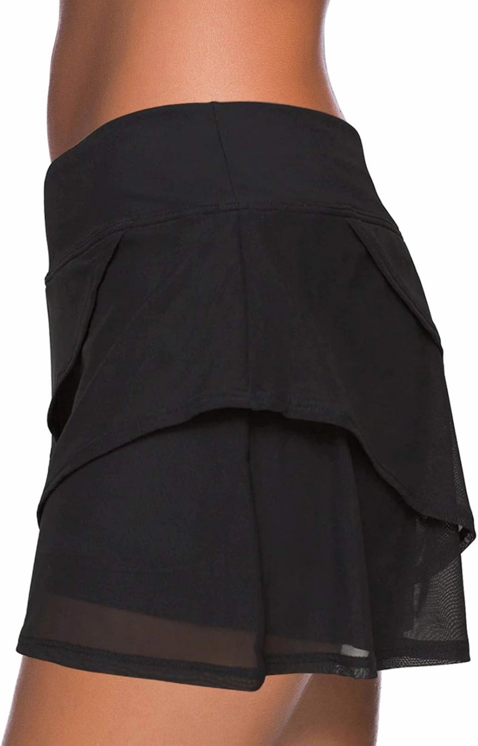 Aleumdr Women's Waistband Layered Swimdress Ruffle Swim Skirt Swimsuit Bottom(Available in Plus)