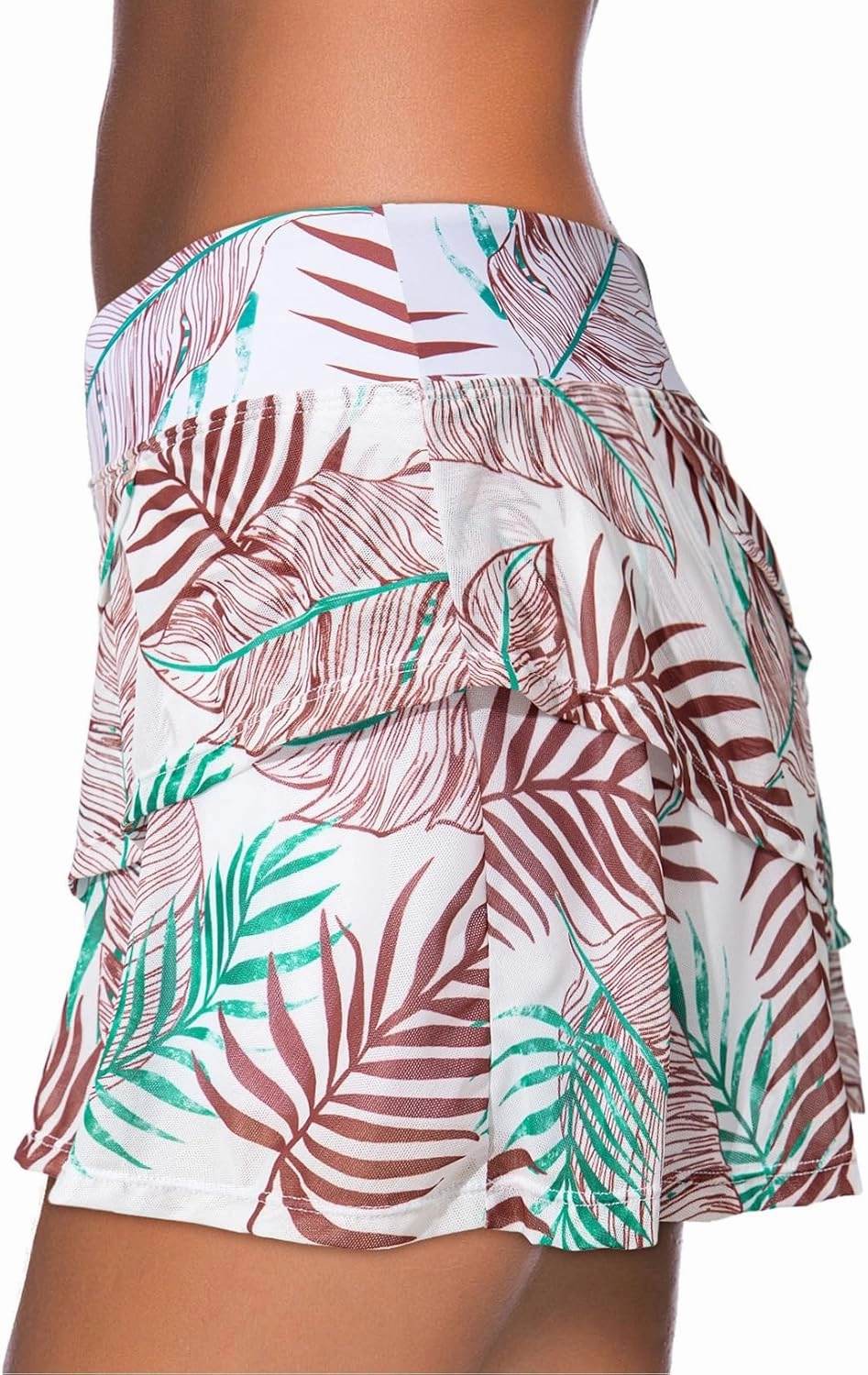Aleumdr Women's Waistband Layered Swimdress Ruffle Swim Skirt Swimsuit Bottom(Available in Plus)