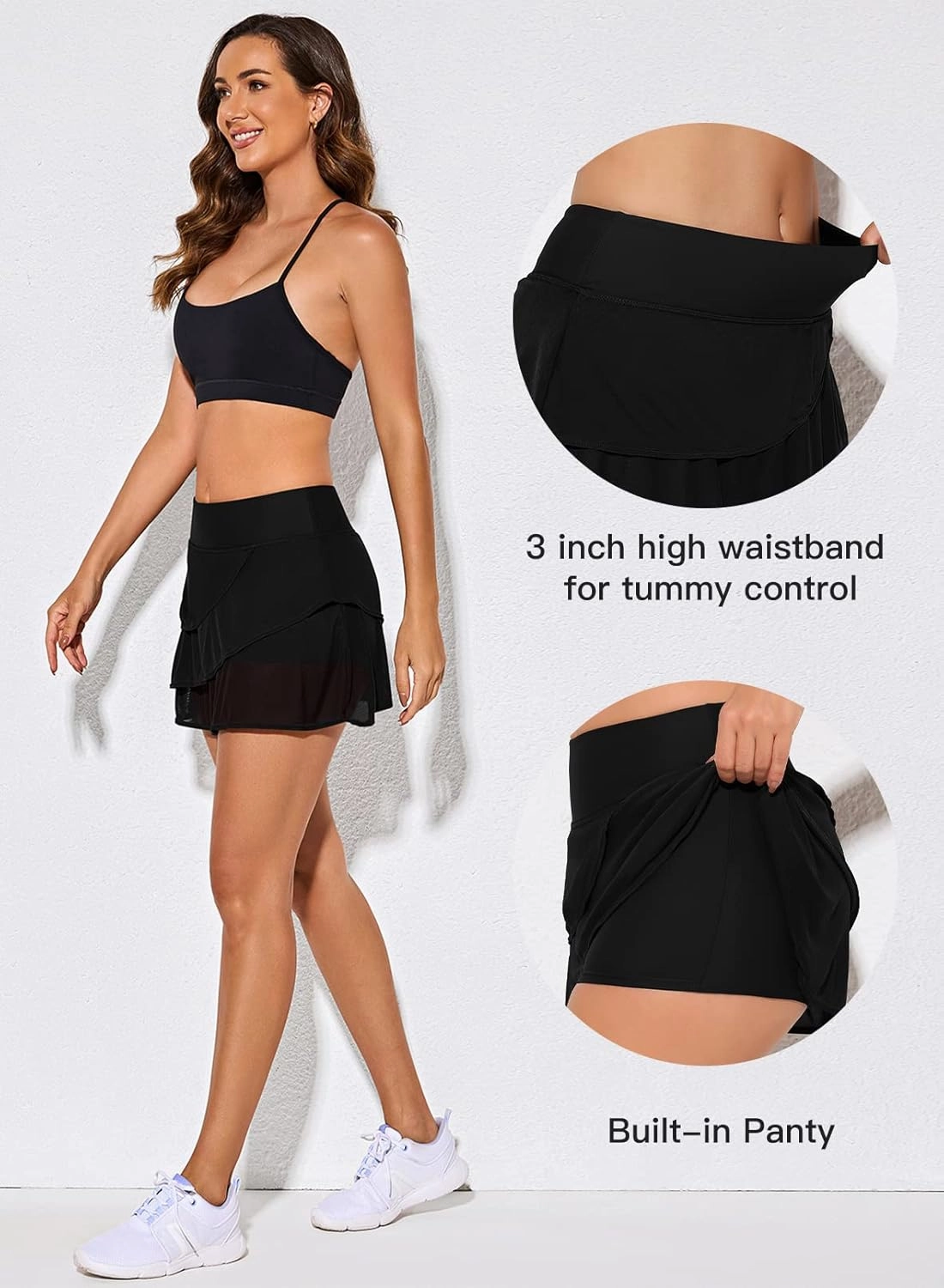 Aleumdr Women's Waistband Layered Swimdress Ruffle Swim Skirt Swimsuit Bottom(Available in Plus)