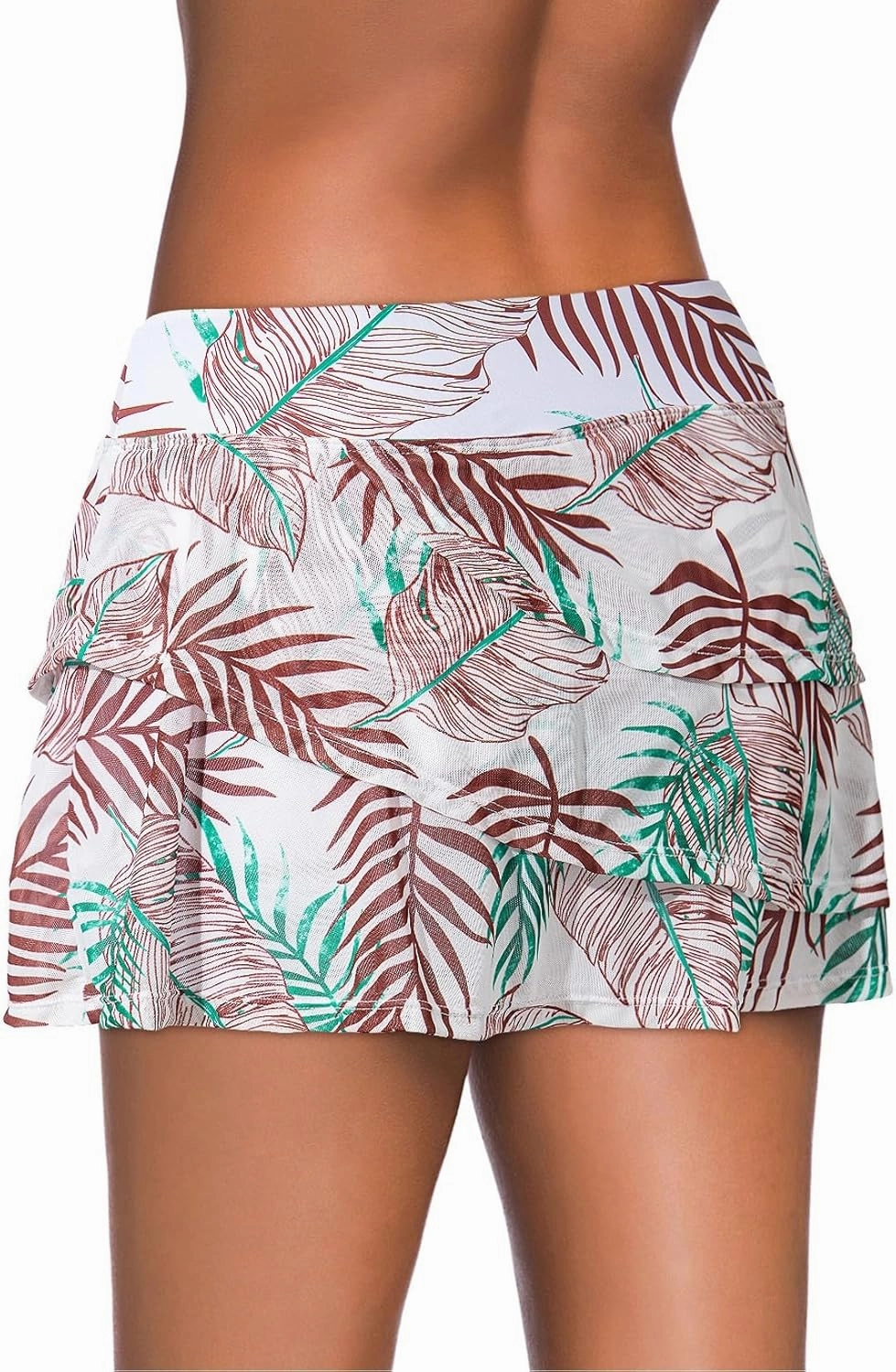 Aleumdr Women's Waistband Layered Swimdress Ruffle Swim Skirt Swimsuit Bottom(Available in Plus)