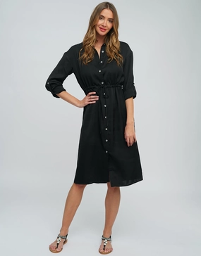 Alora Shirt Dress - Black
