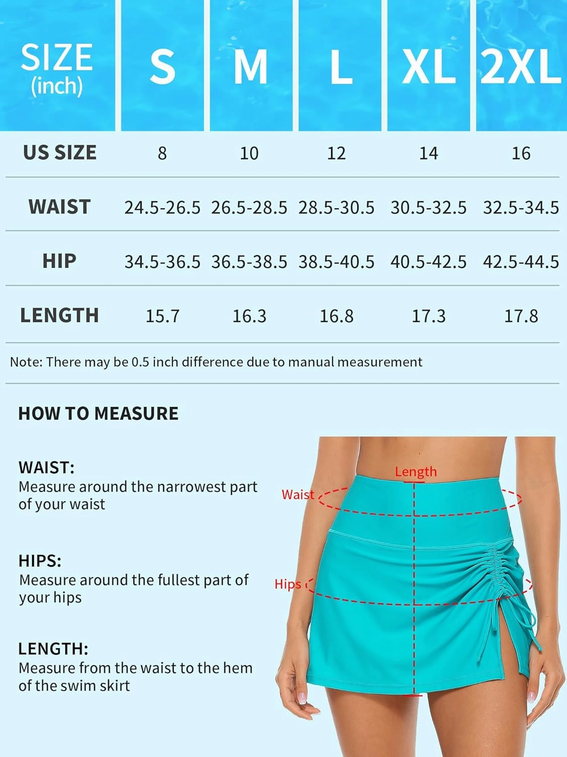 ALove Womens High Waisted Split Swim Skirt Sporty Drawstring Skirted Swim Bottom with Built-in Panty