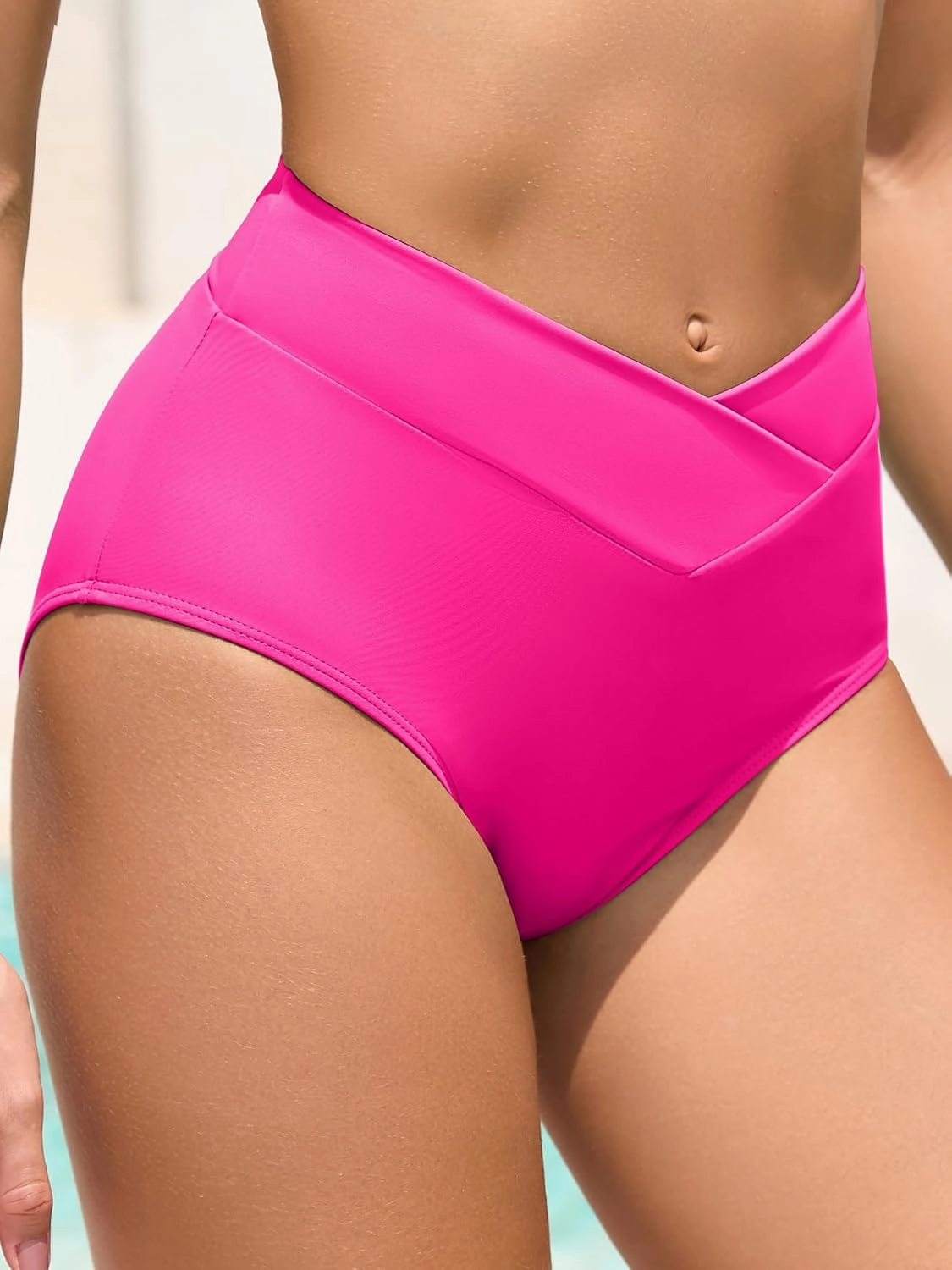 American Trends High Waisted Bikini Bottoms for Women Tummy Control Full Coverage Bathing Suit Swim Swimsuit Bottoms