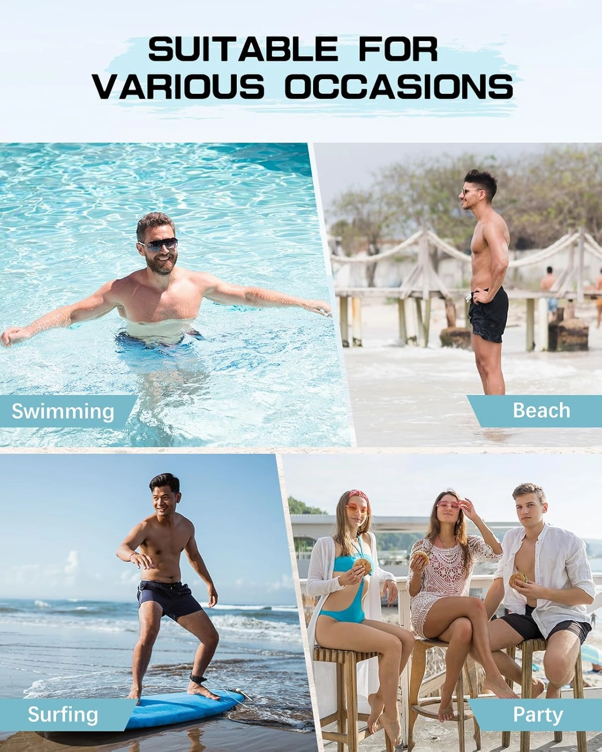 American Trends Men's Swim Trunks Board Shorts Quick Dry Mens Swimming Trunks with Compression Liner