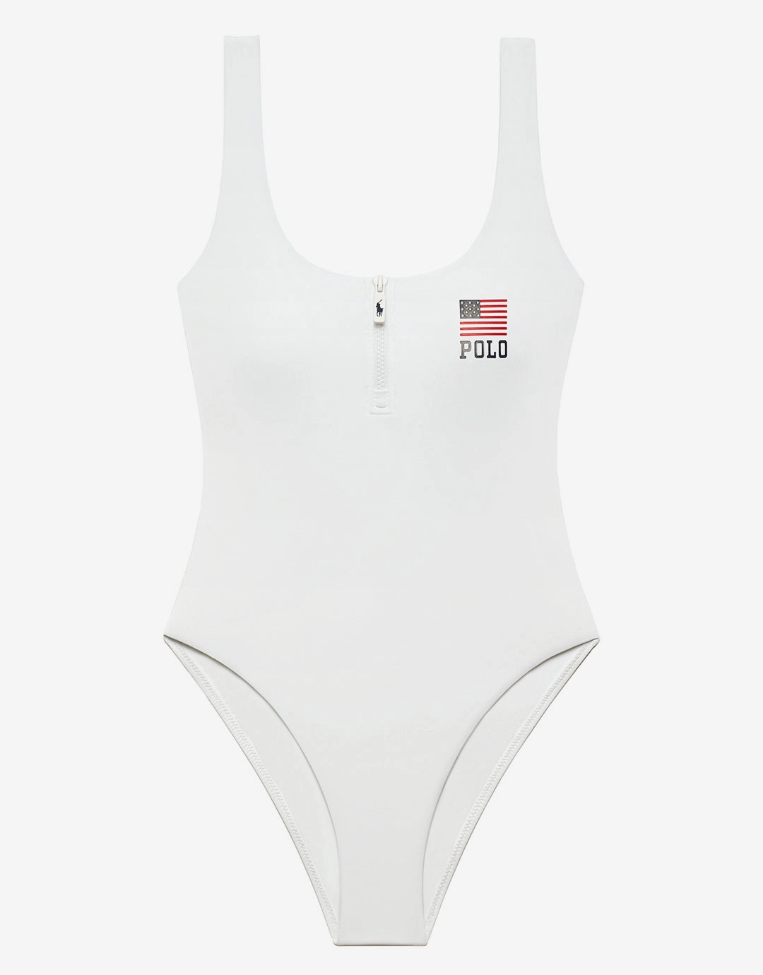 Americana Zipper Scoop Tank Swimsuit - White