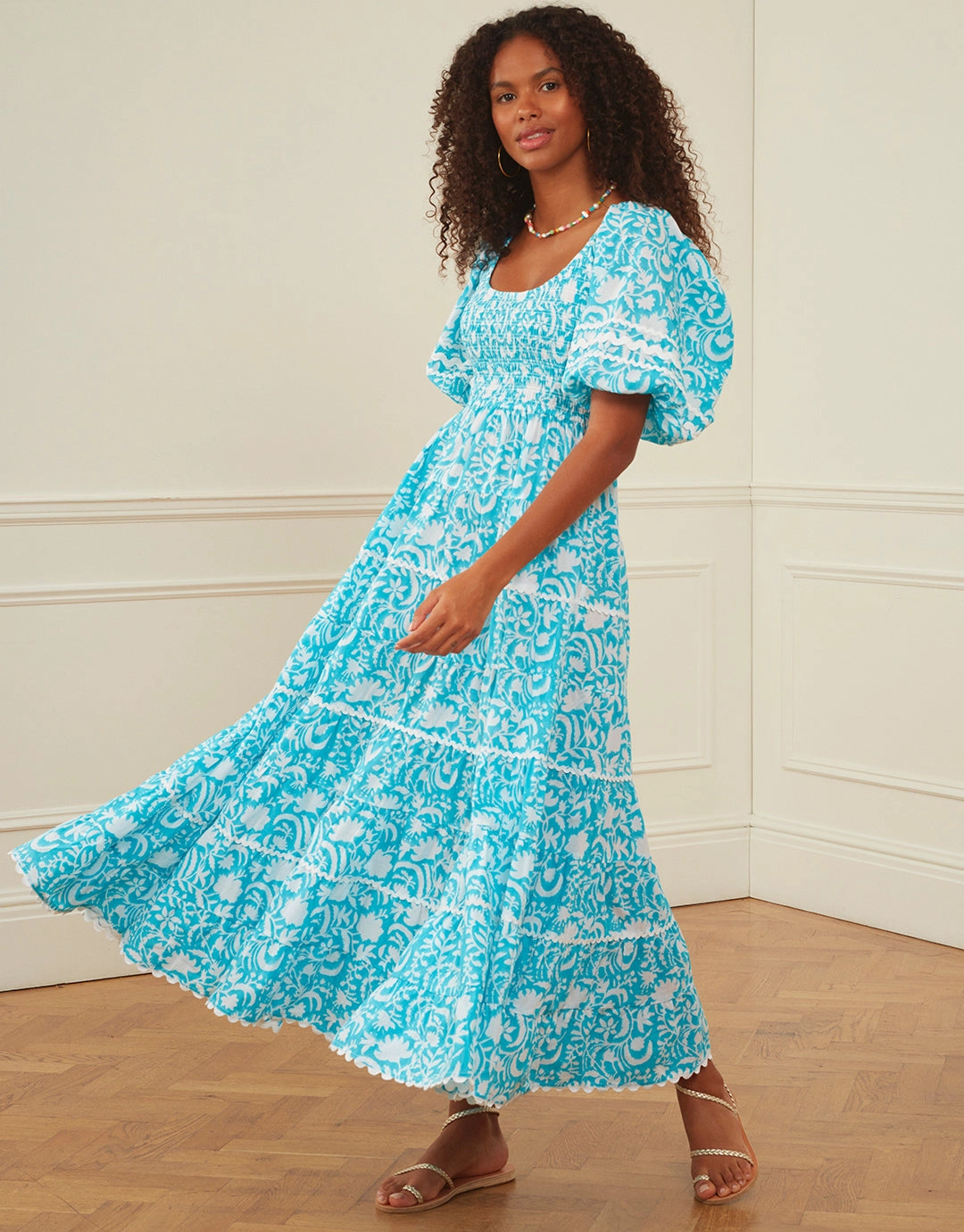 Angelina Dress - Aqua Begonia