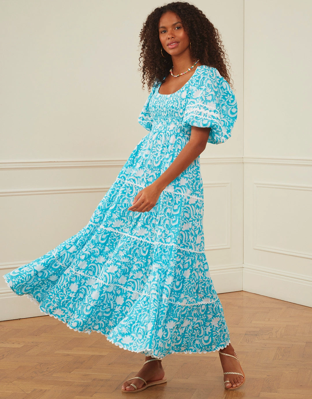 Angelina Dress - Aqua Begonia
