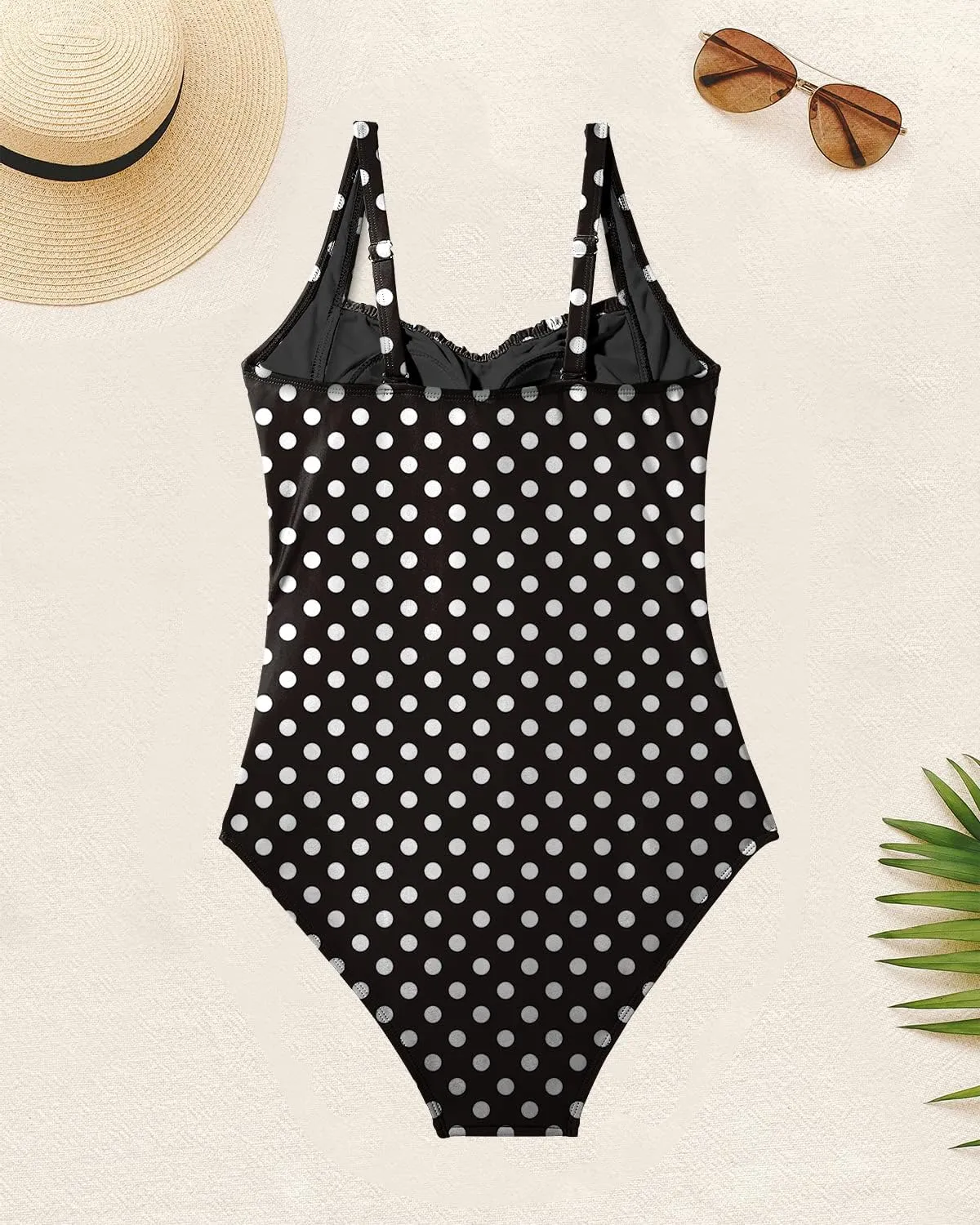 Aqua Eve One Piece Bathing Suit for Women Tummy Control Swimsuit Slimming Vintage Swimwear