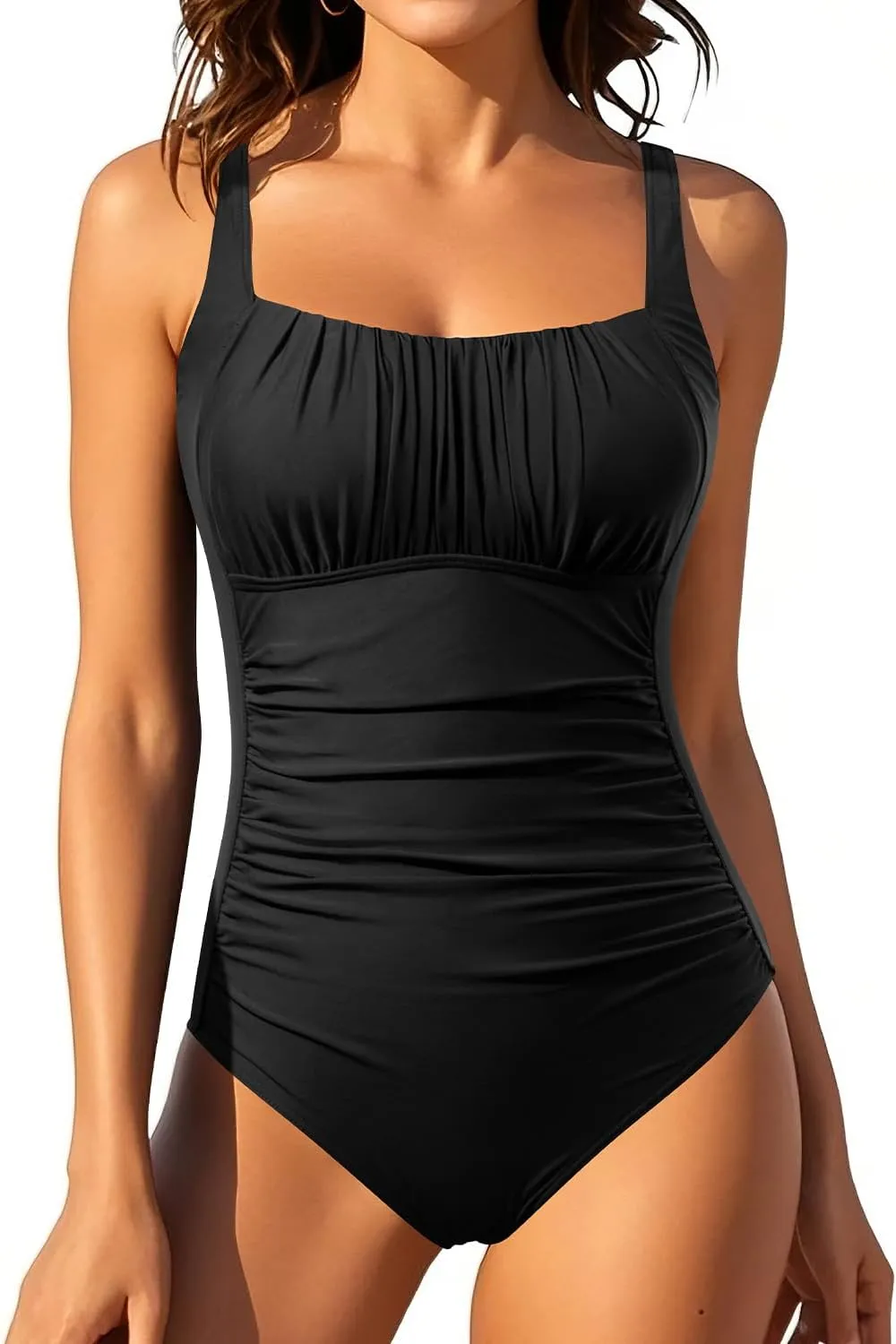 Aqua Eve One Piece Bathing Suit for Women Tummy Control Swimsuit Slimming Vintage Swimwear