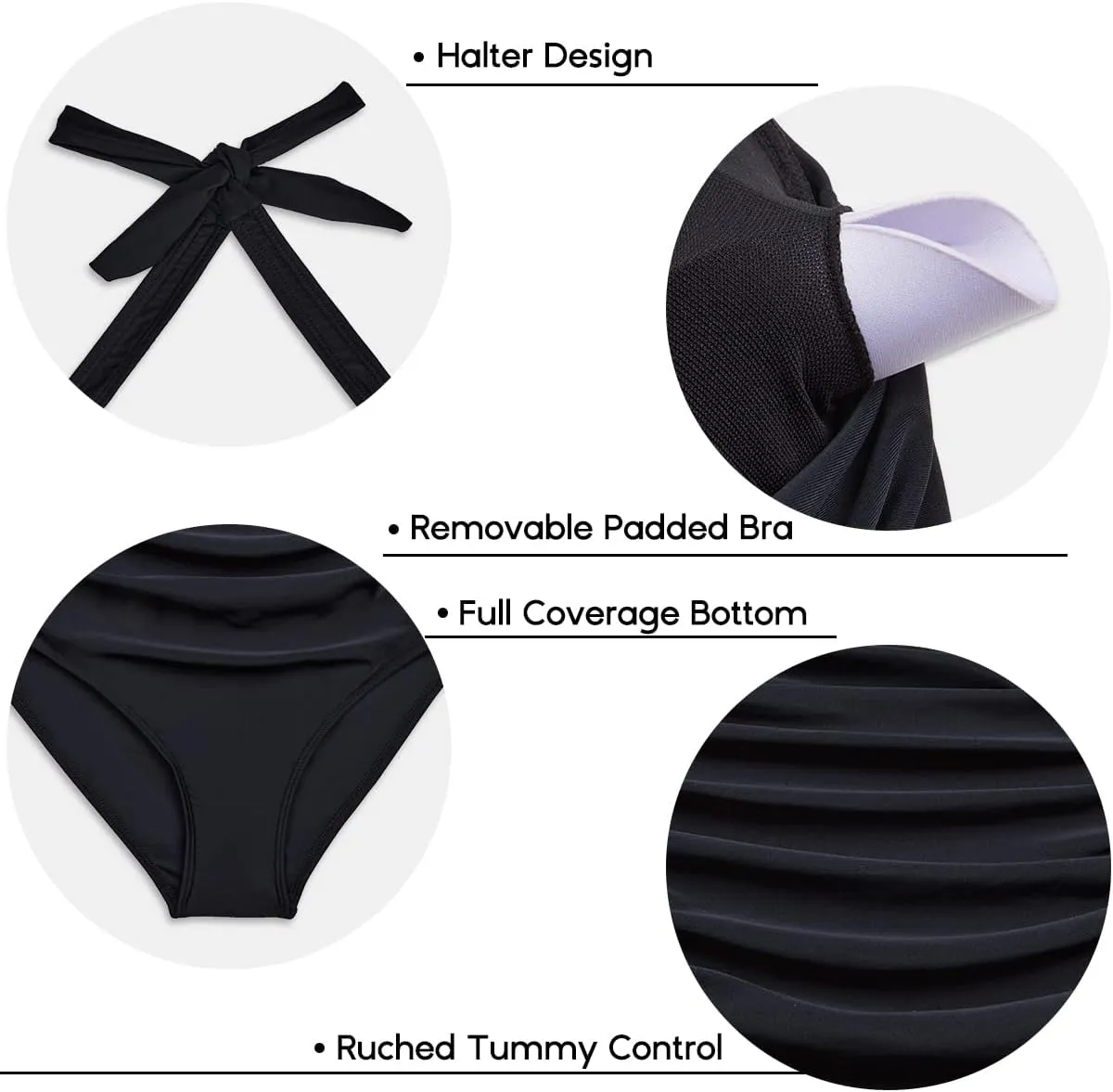Aqua Eve One Piece Bathing Suit for Women Tummy Control Swimsuit Slimming Vintage Swimwear