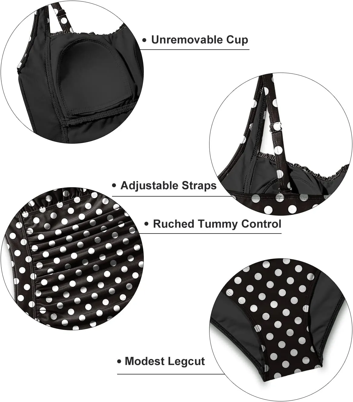 Aqua Eve One Piece Bathing Suit for Women Tummy Control Swimsuit Slimming Vintage Swimwear
