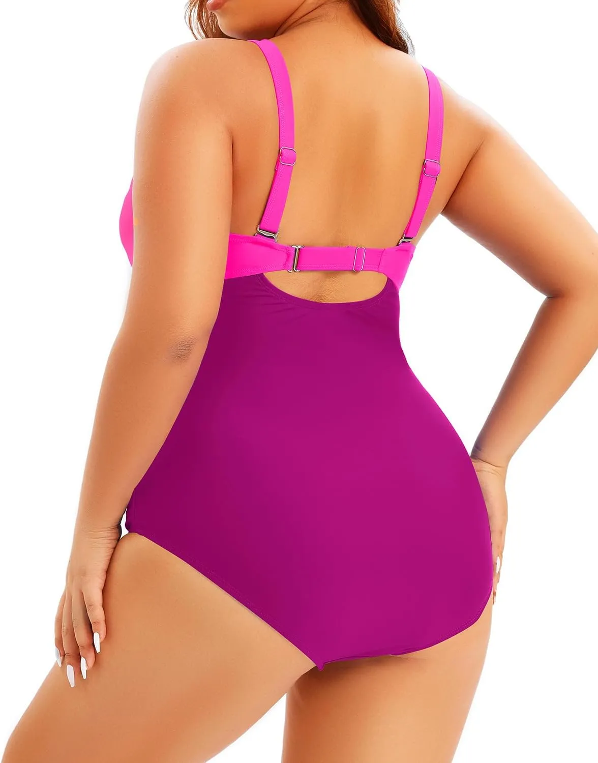 Aqua Eve Plus Size One Piece Swimsuit for Women Tummy Control Bathing Suit Cutout Swimwear