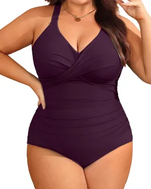 Aqua Eve Plus Size One Piece Swimsuit - Women's Tummy Control Bathing Suit Retro Full Coverage Swimwear 2025