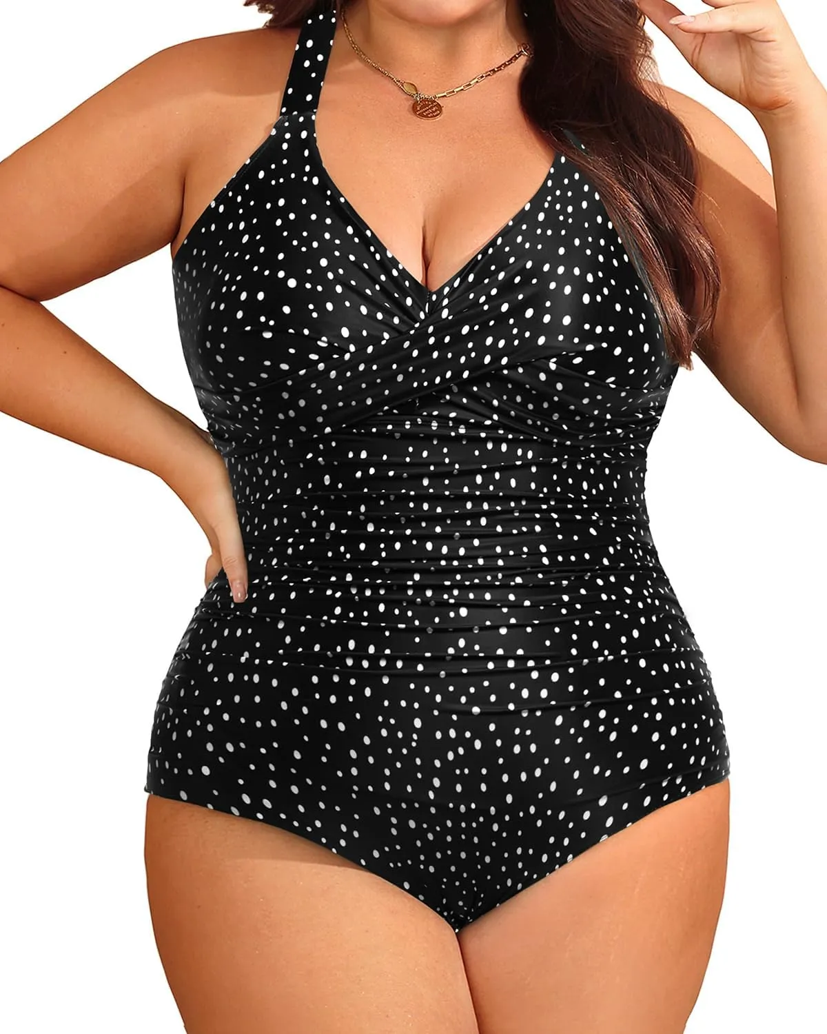 Aqua Eve Plus Size One Piece Swimsuit - Women's Tummy Control Bathing Suit Retro Full Coverage Swimwear 2025