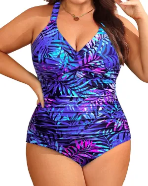 Aqua Eve Plus Size One Piece Swimsuit - Women's Tummy Control Bathing Suit Retro Full Coverage Swimwear 2025