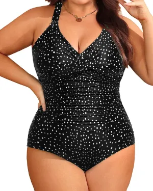 Aqua Eve Plus Size One Piece Swimsuit - Women's Tummy Control Bathing Suit Retro Full Coverage Swimwear 2025