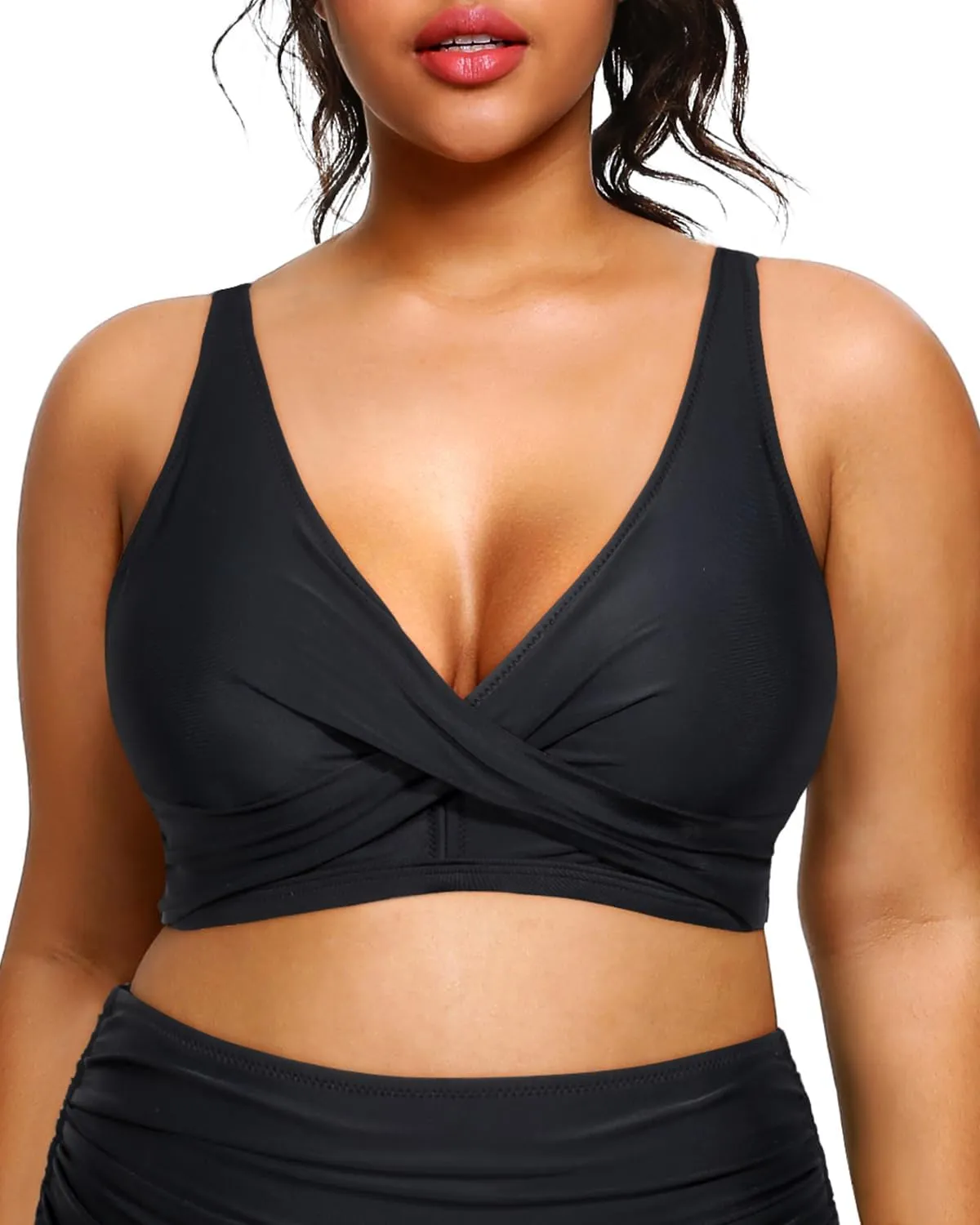 Aqua Eve Women Full Coverage Bikini Top No Bottom Push up Swimsuits Top Sport Bra Bathing Suits Tops