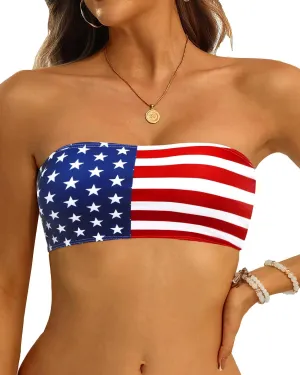 Aqua Eve Women Strapless Bikini Top Only Bandeau Swim Top Tube Top Swimsuit