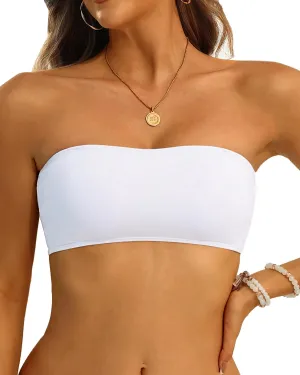 Aqua Eve Women Strapless Bikini Top Only Bandeau Swim Top Tube Top Swimsuit