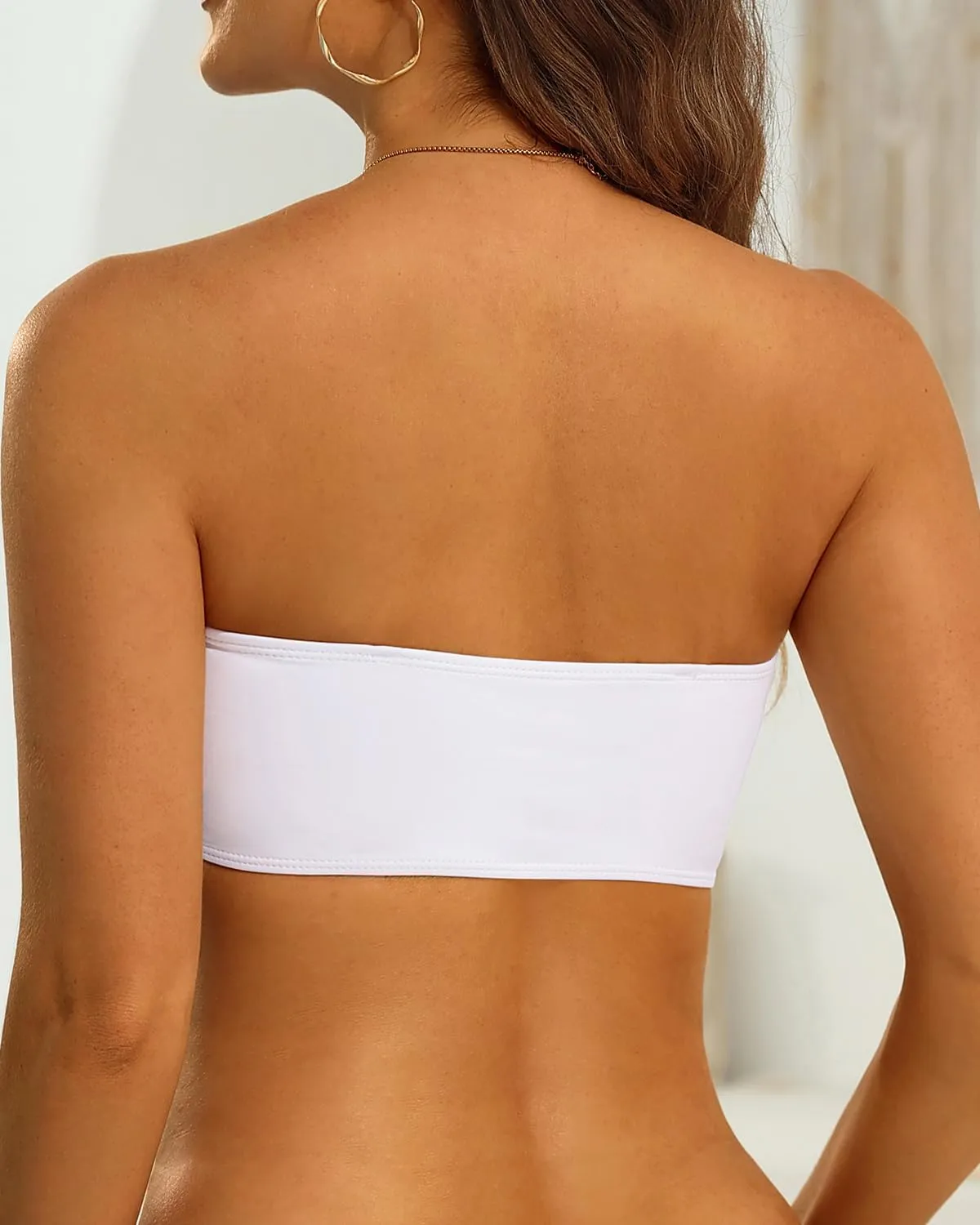 Aqua Eve Women Strapless Bikini Top Only Bandeau Swim Top Tube Top Swimsuit