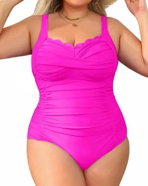 Aqua Eve Womens Plus Size One Piece Swimsuit- Tummy Control Bathing Suit Full Coverage Swimwear