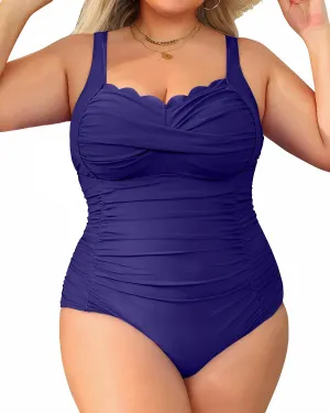 Aqua Eve Womens Plus Size One Piece Swimsuit- Tummy Control Bathing Suit Full Coverage Swimwear